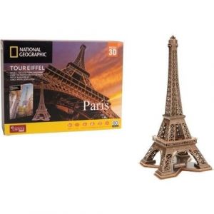 EXPLORA - Tour Eiffel - Puzzles 3D - 540203-80 Pièces - Monument Historique - Niveau 5 - sans Colle Ni Ciseaux - Paris - Jeu de Construction - Licence National Géographic - À Partir de 8 Ans