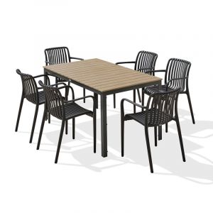 DCB Garden Ensemble repas de jardin 6 places en aluminium gris anthracite - BOSTON
