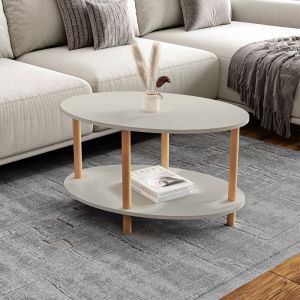 [en.casa] - Table basse ovale H&oslash;jreby 43 x 70 x 44 cm gr&egrave;ge naturel