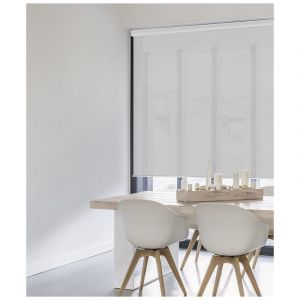 Madécostore Store Enrouleur Voile Must Texturé Lurex - Motorisable - Blanc - L79 x H250cm - Blanc