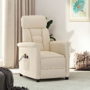 VidaXL Fauteuil inclinable de massage électrique Beige Microfibre