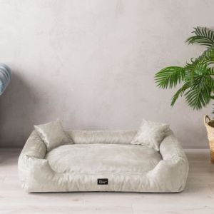 Panier Couchage Lit pour chien, Puffi – Alcantara ‘’ XL 110cm x 90cm Crème