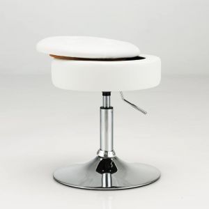 COSTWAY Tabouret de Bar Pivotante à 360°, Housse Amovible, Hauteur Réglable 51 - 66 CM pour Salon, Bureau, Barbier Blanc