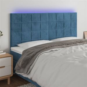 VidaXL Hoofdbord LED 180x5x118/128 cm fluweel donkerblauw3122488