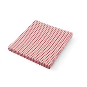 Hendi Papier alimentaire ingraissable, paquet de 500 feuilles, résistant à la graisse, papier paraffiné à carreaux rouges et blancs pour aliments et emballage, 200x250mm