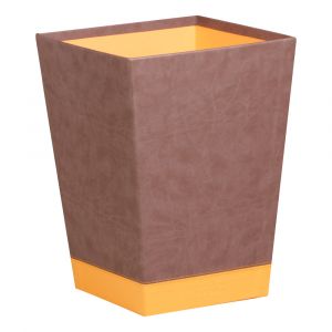 Rhodia 318823C - Corbeille à papier rama, 20 litres, simili cuir, coloris chocolat