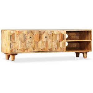 Meuble télé buffet tv télévision design pratique bois m if de manguier 118 cm Bois