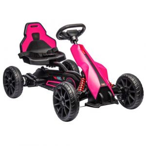 Kart électrique pour enfant 12V - Vitesse réglable 3-5km/h pour enfants de 3 à 8 ans - siège réglable ceinture de sécurité et 5 roues - rose