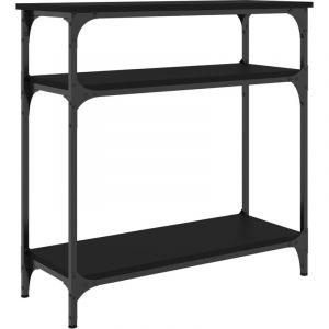 VidaXL Table Console, Table d'Appoint avec Pieds, Bout de Canapé avec Rangement, Meuble d'Entrée Salon Couloir, Industriel, Noir Bois d'Ingénierie