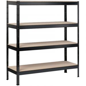 Etagère pour charges lourdes avec 4 étagères en bois, 180x160x60 cm (hxlxp), charge admissible par niveau env. 250 Kg, structure noire