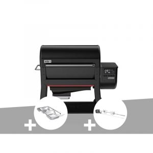 Weber Barbecue &agrave; pellets Searwood XL 600 + Kit de fumage + R&ocirc;tissoire