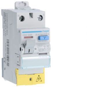 Hager Interrupteur différentiel 2P 25A 30mA AC bornes décalées CDC125F