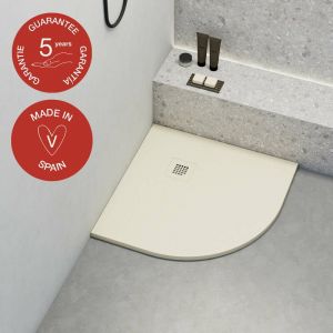 Receveur de douche Poalgi, extraplat, semi-circulaire, blanc marfil, L.80 x l.80 cm, finition ardoise, série Hos's