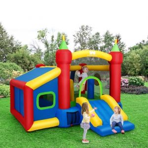 Image de Ch&acirc;teau Gonflable Grande Aire de Jeux Multifonctionnel en Nylon et Oxford avec Toboggan,Boules et Sac 380 x 305 x 215 cm - Costway