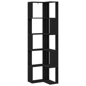 VidaXL Bibliothèque D'angle 5 Étagères Chêne Noir 50x50x179 Cm Bois D'ingénierie