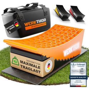 WERKTHOR Rampes de levage camping-car (Orange) - Lot de 2 pièces - Jusqu’à 13,5 tonnes - Antidérapantes et robustes