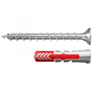 Fischer DUOPOWER 8 x 40 S avec ETA, chevilles universelles avec vis PowerFast II, chevilles &agrave; 2 composants, chevilles en plastique pour fixation dans le b&eacute;ton, la brique, la pierre, les plaques de