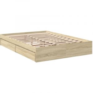 VidaXL Cadre De Lit Et Tiroirs Chêne Sonoma 140x190 Cm Bois Ingénierie