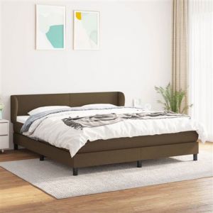 VidaXL Sommier &agrave; Lattes de Lit avec Matelas, Lit Rembourr&eacute;, Lit Double, Lit Adulte de Chambre &agrave; Coucher Int&eacute;rieur, Moderne, Marron Fonc&eacute; 160x200 cm