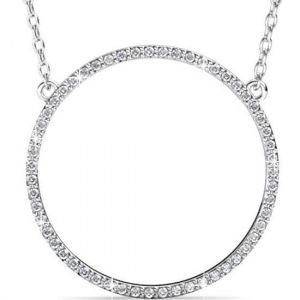 Yolora Collier Femme avec Pendentif Rond - Cristaux Kalpa Camaka - Argent - Plaqué Or Blanc 18K - Collier Femme Argent - Bijoux - Coffret Luxe - Coffret Cadeau - Coffret Cadeau Exclusif - Bel Emballage Cadeau