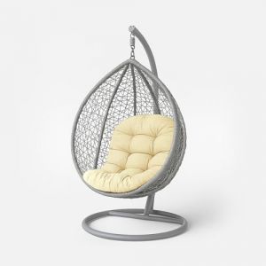 Coussin pour Fauteuil Suspendu extérieur, Coussin de Rechange pour Fauteuil oeuf – Usage intérieur et extérieur - Crème - Homescapes