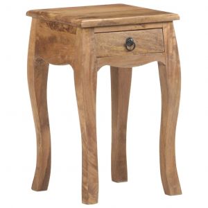 VidaXL Table de chevet 28x28x46 cm Bois de manguier massif Marron Foncé