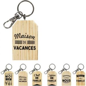 PORTE CLÉS BOIS MESSAGE VIE DE FAMILLE 3 9X12 cm Beige