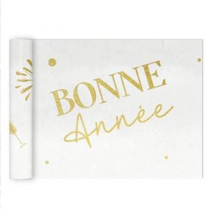 Chemin de table intissé bonne année 28cmx4m blanc - générique cd8541