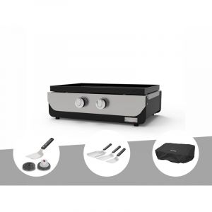 Le Marquier Plancha ORIGINAL Gaz 260 Duo + Kit 3 spatules + Kit de nettoyage + Housse de protection