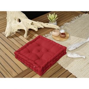 Coussin de sol 50 x 50 x 10 cm Déperlant anti UV Rouge L'EFFET PAPILLON