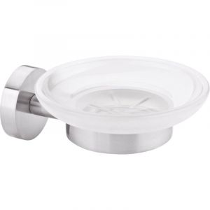 Tesa Moon wall-mounted porte savon mural, acier inoxydable look, adhésif, technologie sans percer, 128 mm x 109 mm x 53 mm
