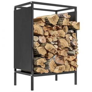 Outsunny Range bûche interieur porte bûche support de bois de chauffage pour intérieur extérieur en acier, 44 x 28 x 65 cm, noir