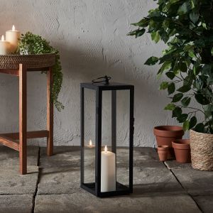 Lights4Fun Grande Lanterne de Jardin Bowen avec Bougie TruGlow