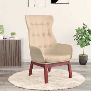 VidaXL Fauteuil relax en tissu métallique et bois massif d'hévéa, finition crème