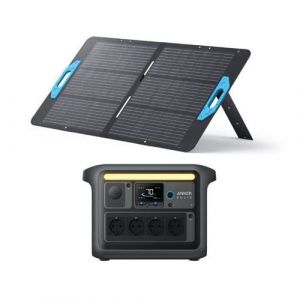 Anker Kit SOLIX C1000X Station électrique portable avec Panneau Solaire 100W, générateur solaire 4*AC 1800W