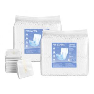 Couches Jetables pour Chiens Mâles-VEVOR-96 Pièces-Bandes Ventrales Anti-fuites Super Absorbantes Taille S