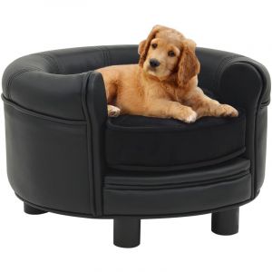 VidaXL Canapé pour chien Noir 48x48x32 cm Peluche et similicuir