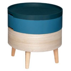 Image de Table à Café 3 Tiroirs & Coffre "Yuki" 40cm Bleu Prix