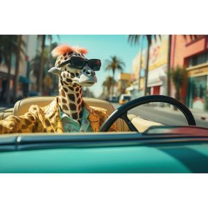 Ceanothe Tableau sur toile girafe au volant 65x97 cm