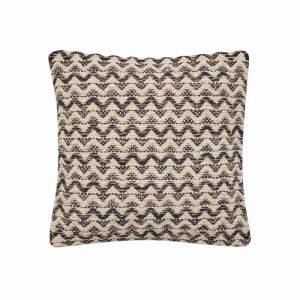 Douceur d'int&eacute;rieur, Coussin D&eacute;houssable (40 x 40 cm) Loumeo Noir, Coton/Polyester Fantaisie et Fils M&eacute;tallis&eacute;s