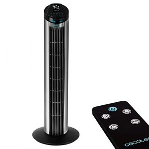 Cecotec ForceSilence 890 Skyline Ventilateur colonne digital de 50 W, 3 vitesses, Moteur en cuivre, oscillation, Minuterie 7,5 heures, Télécommande à distance, Noir