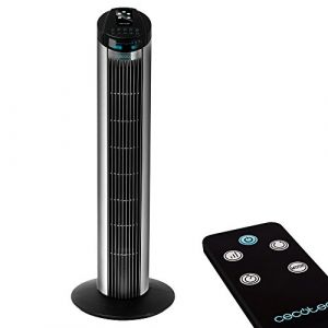 Image de Cecotec ForceSilence 890 Skyline Ventilateur colonne digital de 50 W, 3 vitesses, Moteur en cuivre, oscillation, Minuterie 7,5 heures, Télécommande à distance, Noir