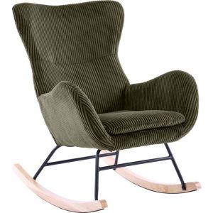 Rocking-chair en velours côtelé vert - Béa