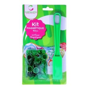 Jeu de société - Kit Loto - Baton ramasse jetons magnetique - Vert - 100 pions transparents aimantes