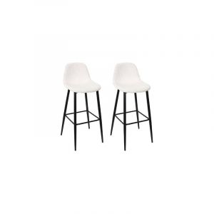 The home deco factory Lot de 2 chaises de bar en velours côtelé beige - tako