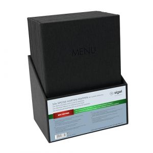 Sigel SM200 Protège-menu - 10 pièces - boîte de rangement incluse - reliure à cordon élastique - A4 - noir