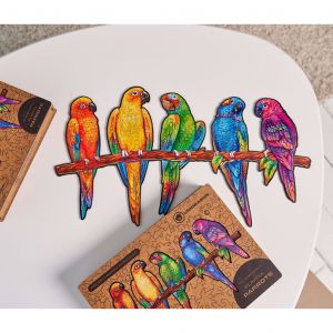 Image de UNIDRAGON Puzzle Bois 620 pcs Playful Parrots Taille royale 72x40 cm