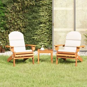 VidaXL Ensemble de salon de jardin Adirondack 3 pcs bois acacia solide Blanc