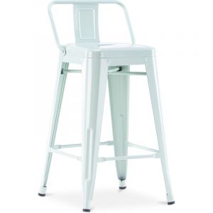 Tabouret De Bar Avec Petit Dossier Bistrot Metalix Design Industriel En Métal - 60cm - Nouvelle Edition Vert Pâle