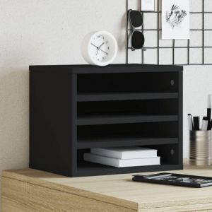 VidaXL Organisateur de bureau noir 36x26x29,5 cm bois d'ing&eacute;nierie